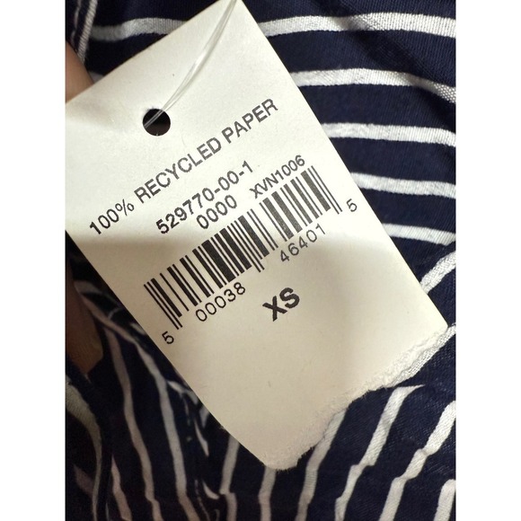 Gap Navy White Striped Button Up Tie Neck Blouse Size XS NWT - Picture 5 of 7